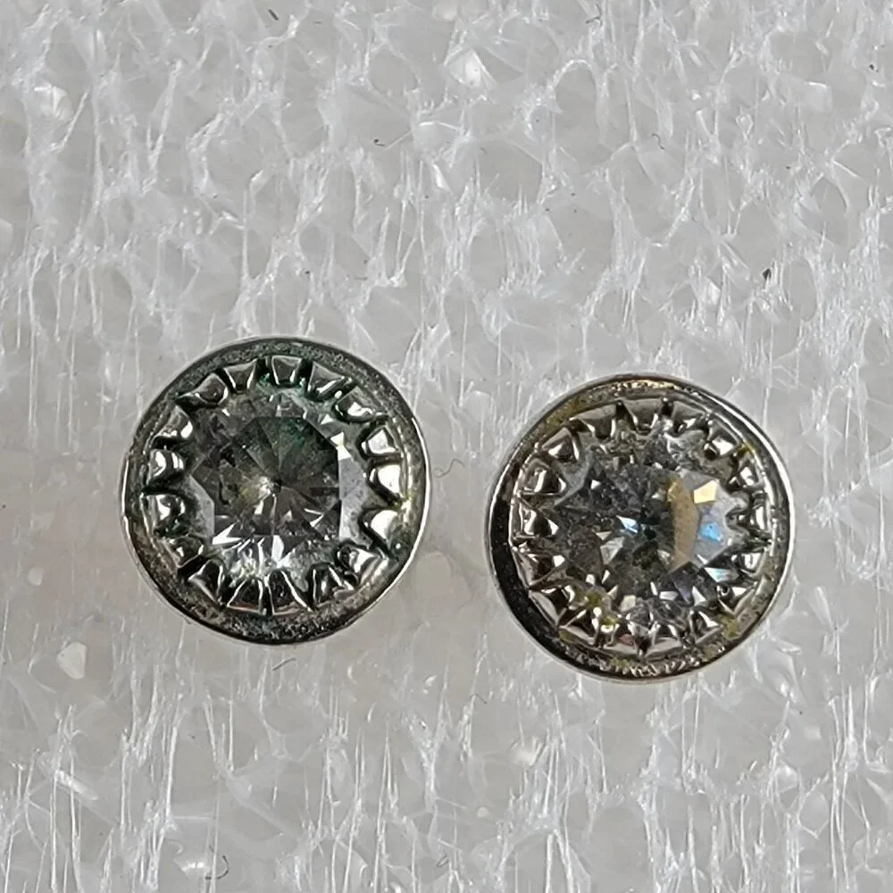 IBB Clear Cubic Zirconia Sterling Silver 925 Stud Earrings Pierced Post